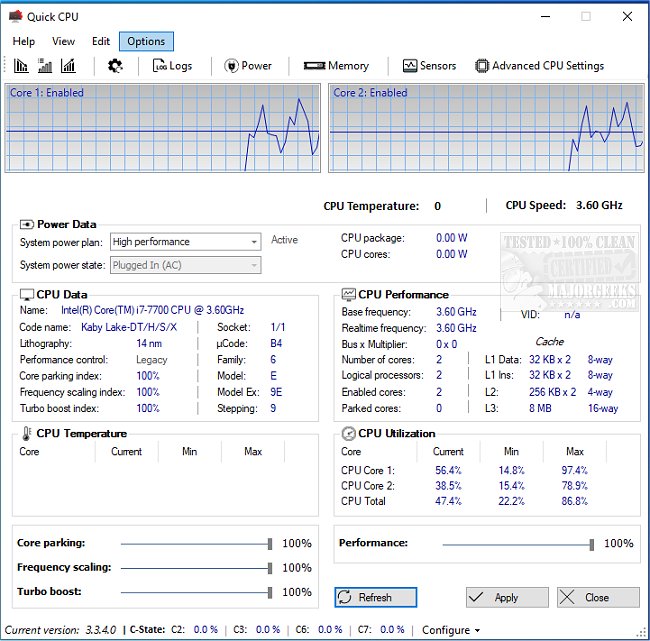 for windows download Quick CPU 4.6.0