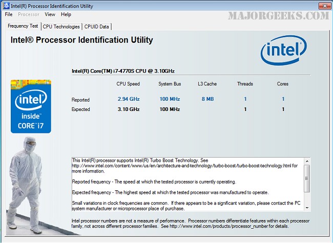 Processor identification utility. Intel Processor identification Utility.