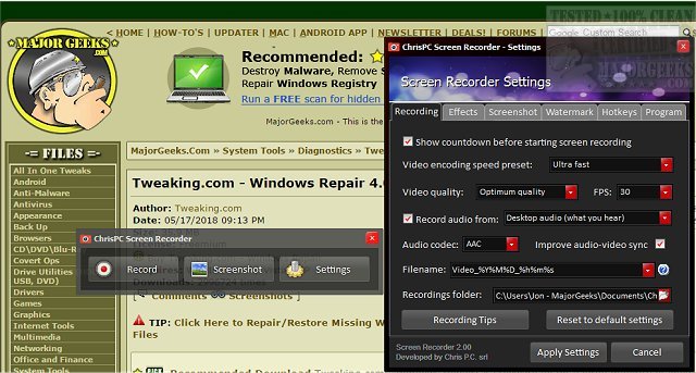 ChrisPC Screen Recorder 2.23.0911.0 download the new for ios