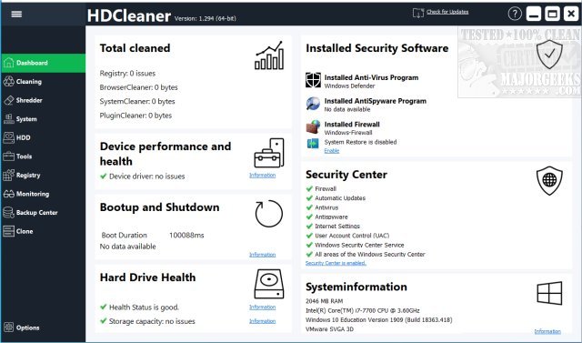 HDCleaner 2.051 free downloads